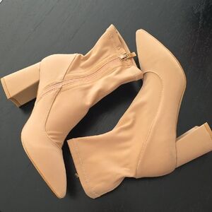 Chic Nude Heeled Boots